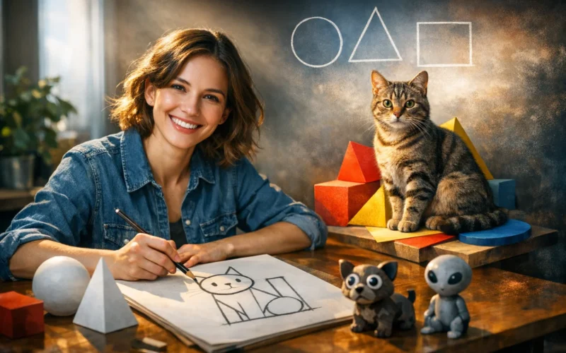 Desenhar um Gato: O Segredo das Formas Geométricas Simples