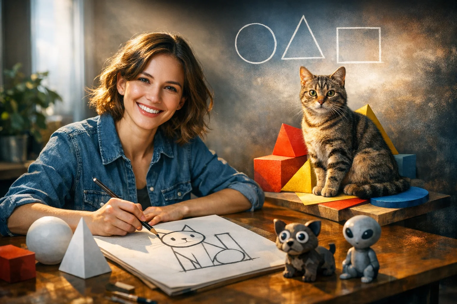 Desenhar um Gato: O Segredo das Formas Geométricas Simples