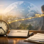 Quem nasceu em 2007 tem quantos anos: gráfico explicando idades em 2025 (17/18) e 2026 (18/19) com base na data de nascimento completa, acessível e claro.